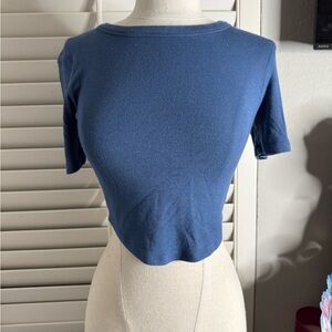 lululemon athletica Blue Ribbed Crop Top